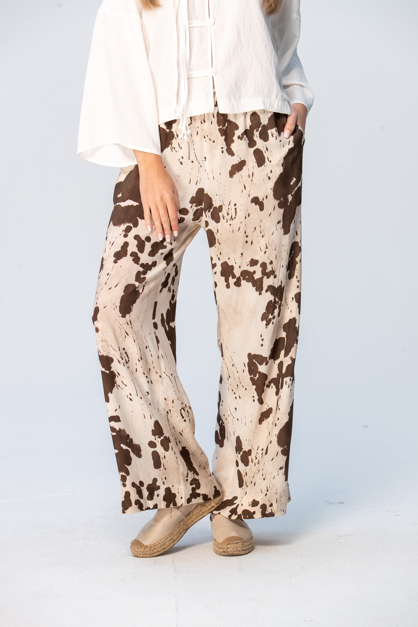 Sydney Wide Leg Pants - Cow Print
