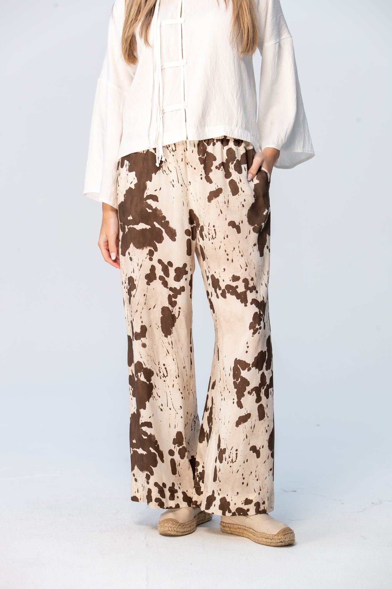 Sydney Wide Leg Pants - Cow Print