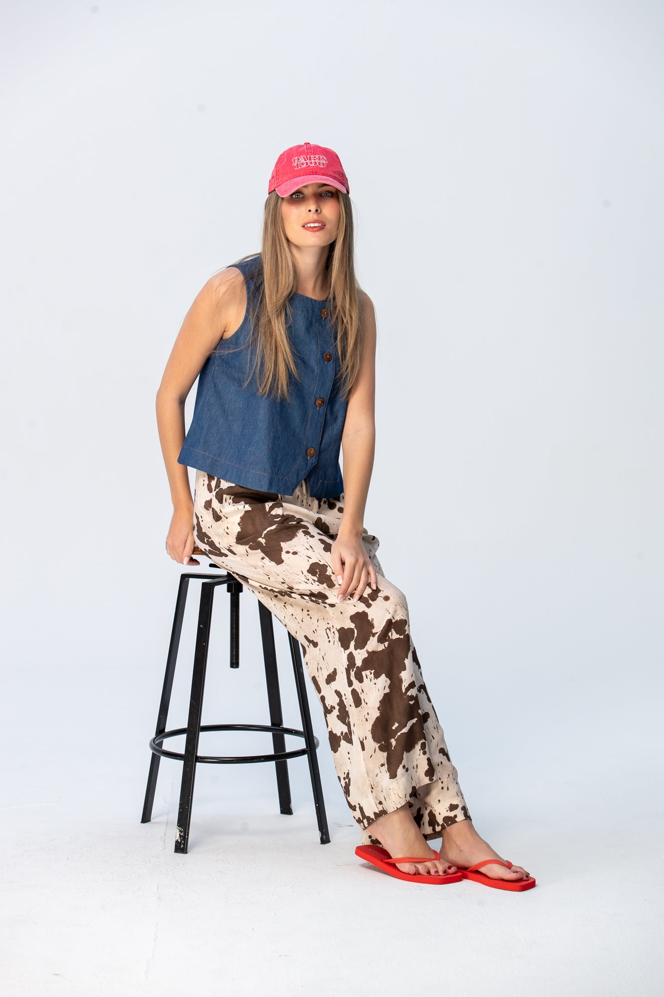 Sydney Wide Leg Pants - Cow Print