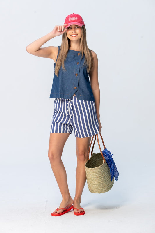 Ibiza Shorts - Blue and White Stripe