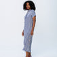 Iris Button Kaftan - Blue and White Stripe