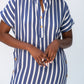 Iris Button Kaftan - Blue and White Stripe