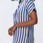 Iris Button Kaftan - Blue and White Stripe