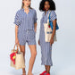 Iris Button Kaftan - Blue and White Stripe