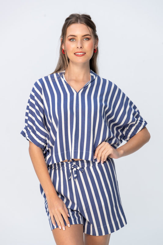 Luna Shirt - Blue and White Stripe