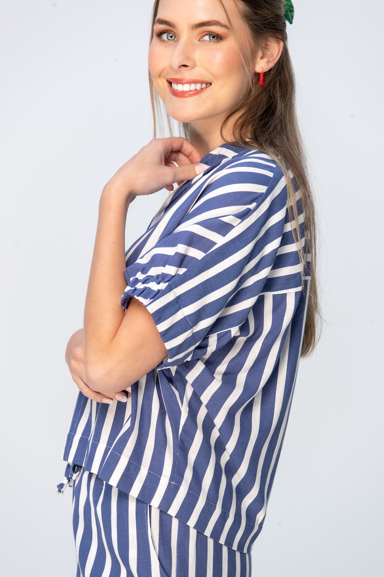 Luna Shirt - Blue and White Stripe