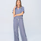 Sydney Wide Leg Pants - Blue and White Stripe