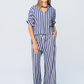 Sydney Wide Leg Pants - Blue and White Stripe