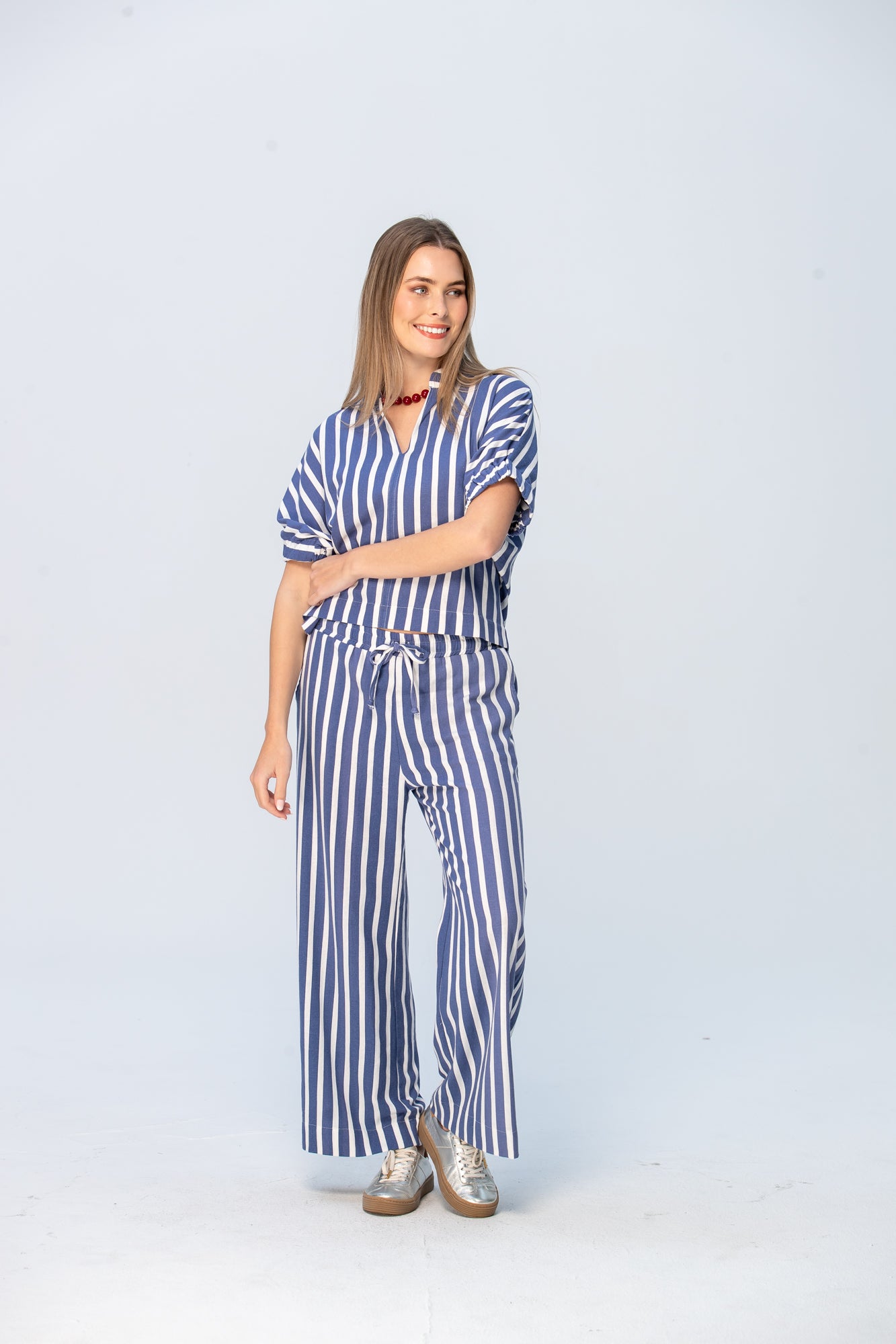 Luna Shirt - Blue and White Stripe