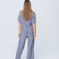 Sydney Wide Leg Pants - Blue and White Stripe