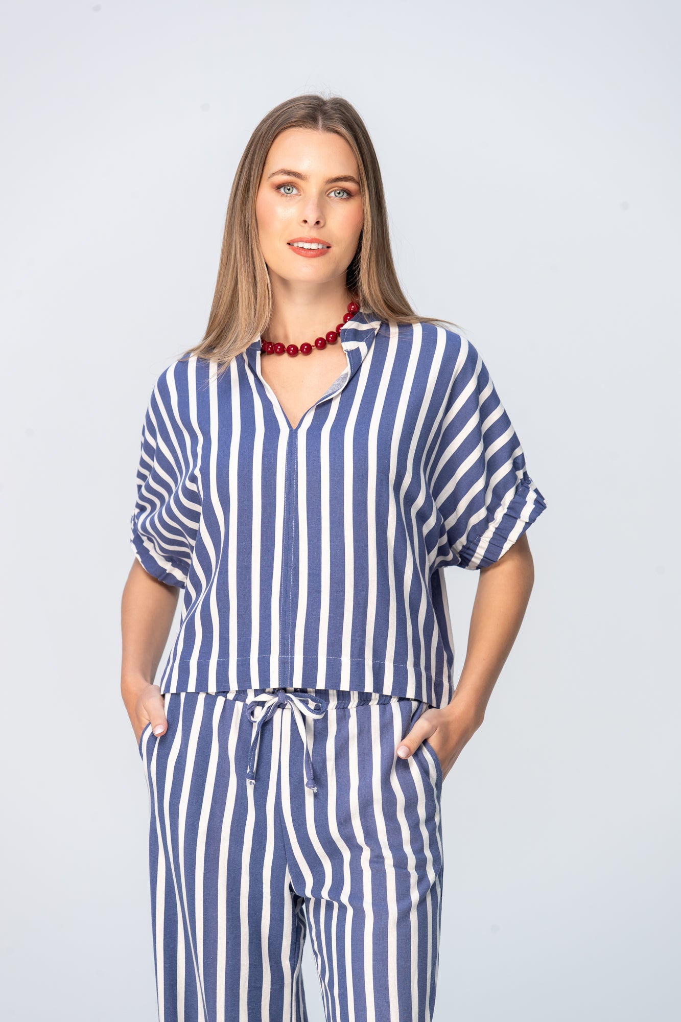 Luna Shirt - Blue and White Stripe