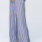 Sydney Wide Leg Pants - Blue and White Stripe