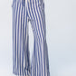 Sydney Wide Leg Pants - Blue and White Stripe