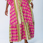Georgia Kaftan Maxi Dress - Pink and Green