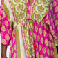 Georgia Kaftan Maxi Dress - Pink and Green