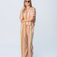 Sydney Wide Leg Pants - Pink and Green Stripe