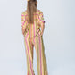 Sydney Wide Leg Pants - Pink and Green Stripe