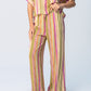 Sydney Wide Leg Pants - Pink and Green Stripe