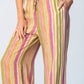 Sydney Wide Leg Pants - Pink and Green Stripe