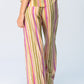 Sydney Wide Leg Pants - Pink and Green Stripe