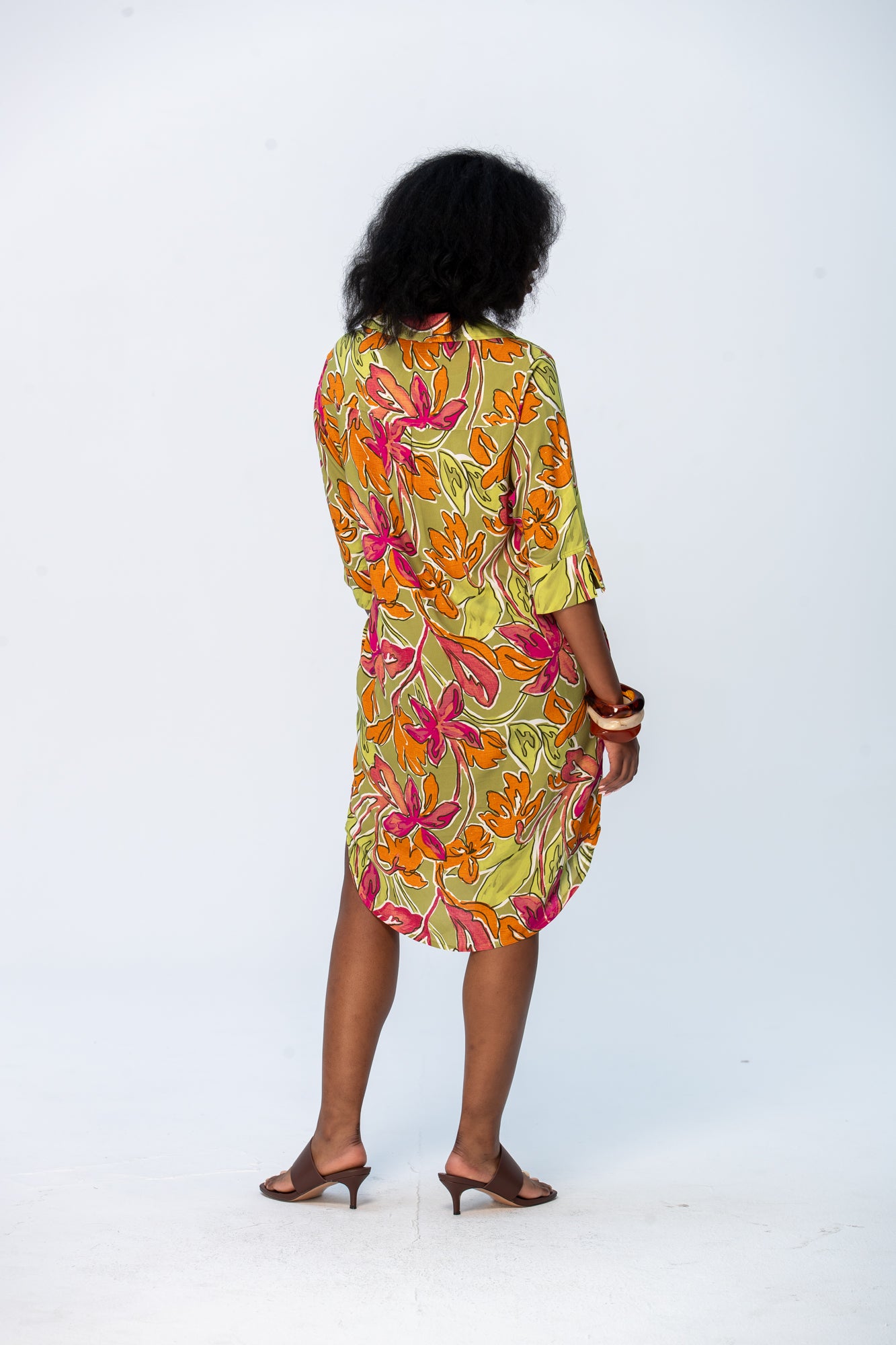 Nina Shirt Dress - Green & Pink