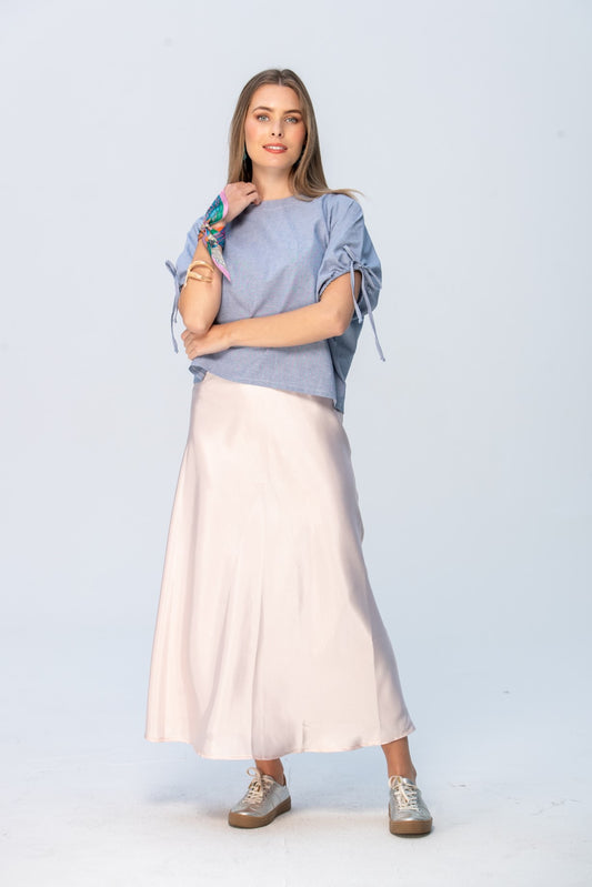 Ava Bias Cut Skirt - Soft Pink