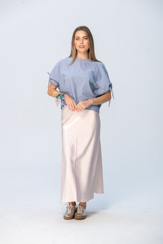Ava Bias Cut Skirt - Soft Pink