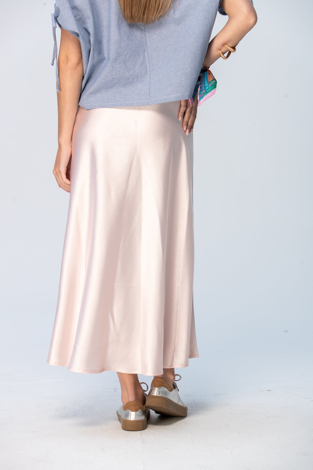 Ava Bias Cut Skirt - Soft Pink