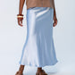 Ava Bias Cut Skirt - Pale Blue