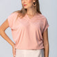 Corfu Summer V-Neck Tee - Light Pink