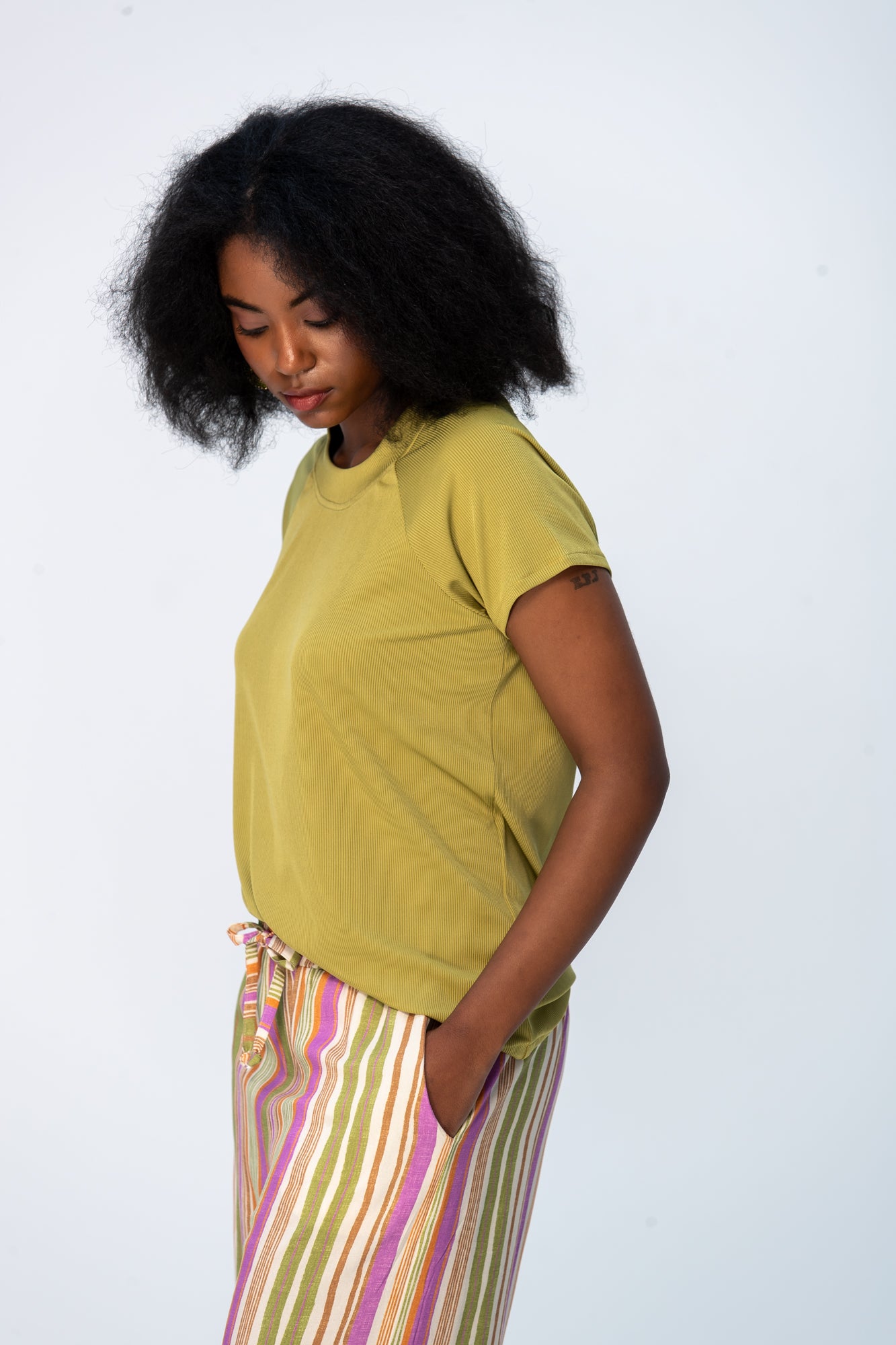 Rosa Summer Round Neck Tee - Chartreuse