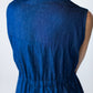Sutton denim shirt-dress, close-up back view of yoke and elasticated waist