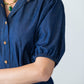 Harlow denim shirt dress in 100% cotton sleeve detail