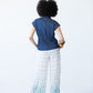 Sydney teal brushstroke wide leg pants, back view