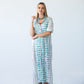 Bailey teal brushstroke kaftan, front view standing