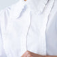 Claire frill shirt, close-up of frilled collar and button stand