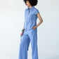 Sydney wide leg stripe pants, side profile view