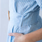 Harlow blue and white stripe shirt dress, belt and belt loop detail