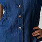 Reese denim shirt, close up of button placket and elasticated side seam