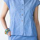Reese stripe shirt, close up of button placket and elasticated waist