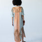 Bailey kaftan, back view showing gathered yoke with palm print detail