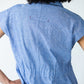 Reese stripe shirt, back view showing loop tab and elasticated seam