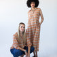 Darcy frill shirt and Sutton shirt-dress in matching orange check