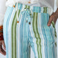 Sydney stripe wide leg pants, close up of drawcord waist and toggle detail