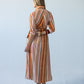 Cassidy Sunset Stripe dress, back view showing vertical stripe and tied belt