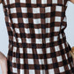 Sutton chocolate check shirt-dress, close-up back view of yoke and elasticated waist