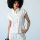 Reese stone shirt, front view styled with matching trousers