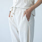 Parker stone barrel pants, close up of waistband and drawcord