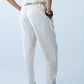 Parker stone barrel pants, close up back view with hand in pocket