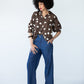 Blair wide leg denim pants, front view with hands in pockets